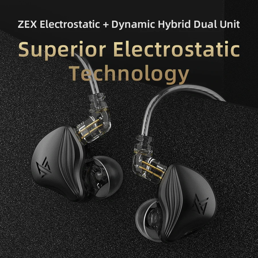 KZ ZEX 1ED 1DD Electrostatic HiFi Earphones 1 Dynamic Monitor Earbuds Headphones Noice Cancelling Sport Game Headset