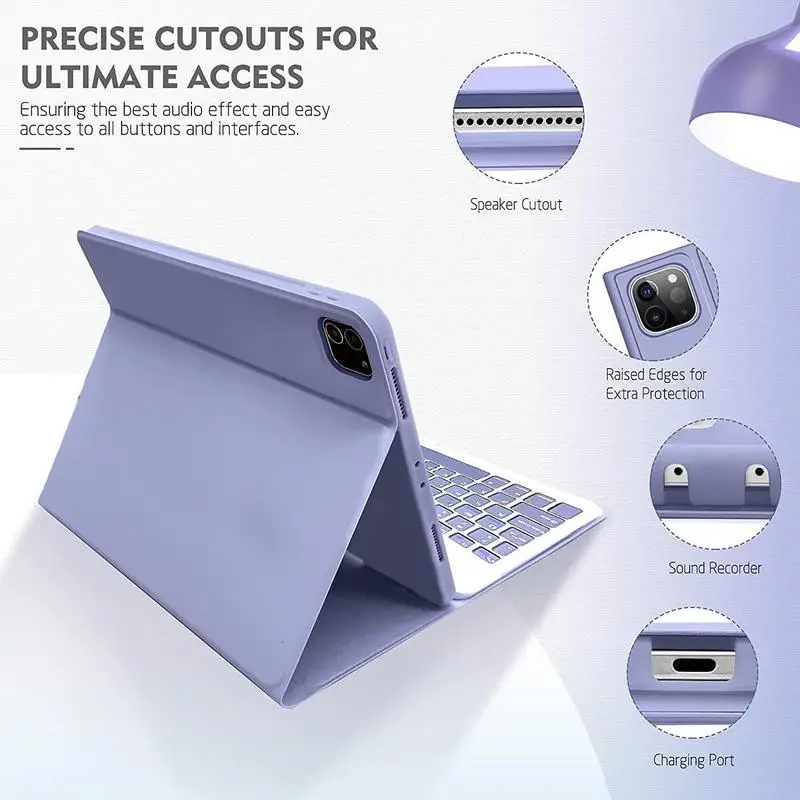 For iPad Leather Keyboard Case with Bluetooth Keyboard Mouse Folio Stand Cover for 10.2 10.5 10.9 11 Inch iPads