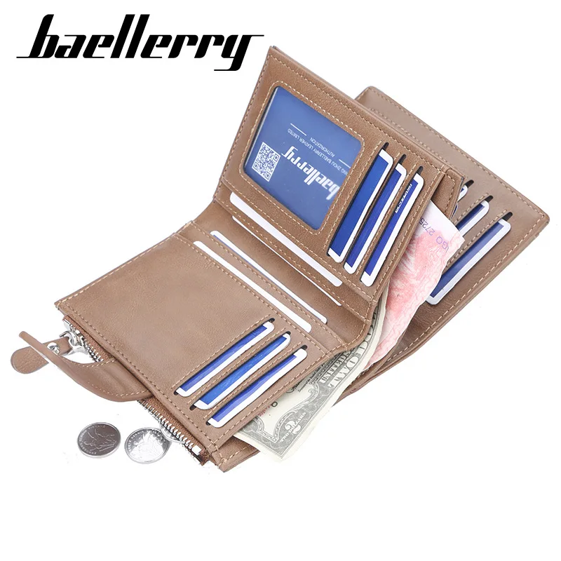 Baellerry New Short Men portafogli Brand Zipper Card Holder borse maschili portamonete di grande capacità portamonete da uomo fermasoldi