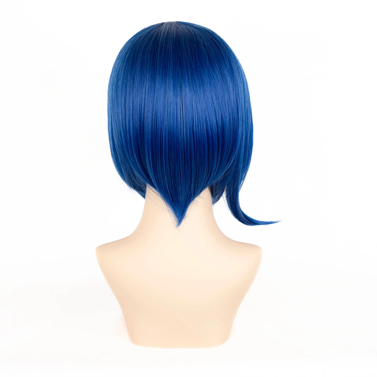 Perruque Bob courte bleue + lunettes noires + bonnet de perruque bleu Anime émotion Cosplay Costume perruques avec frange partie latérale cheveux synthétiques