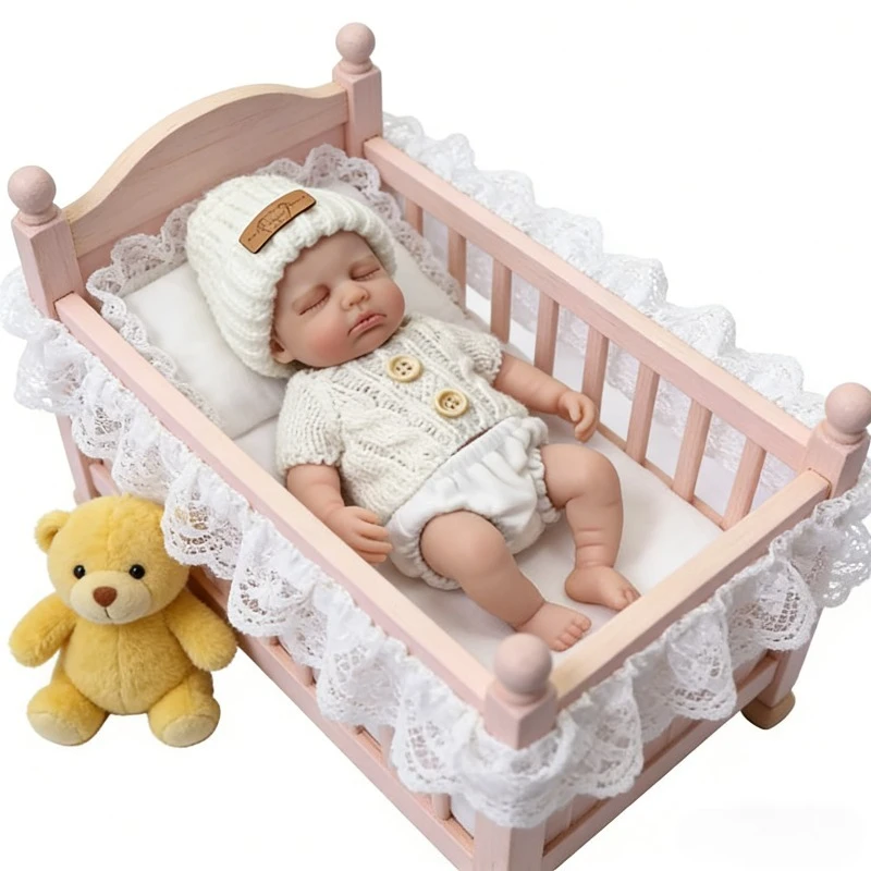 

8-дюймовая реалистичная кукла-реборн Лулу, спящая, с мягким цельным силиконовым телом, как настоящая девочка, игрушка