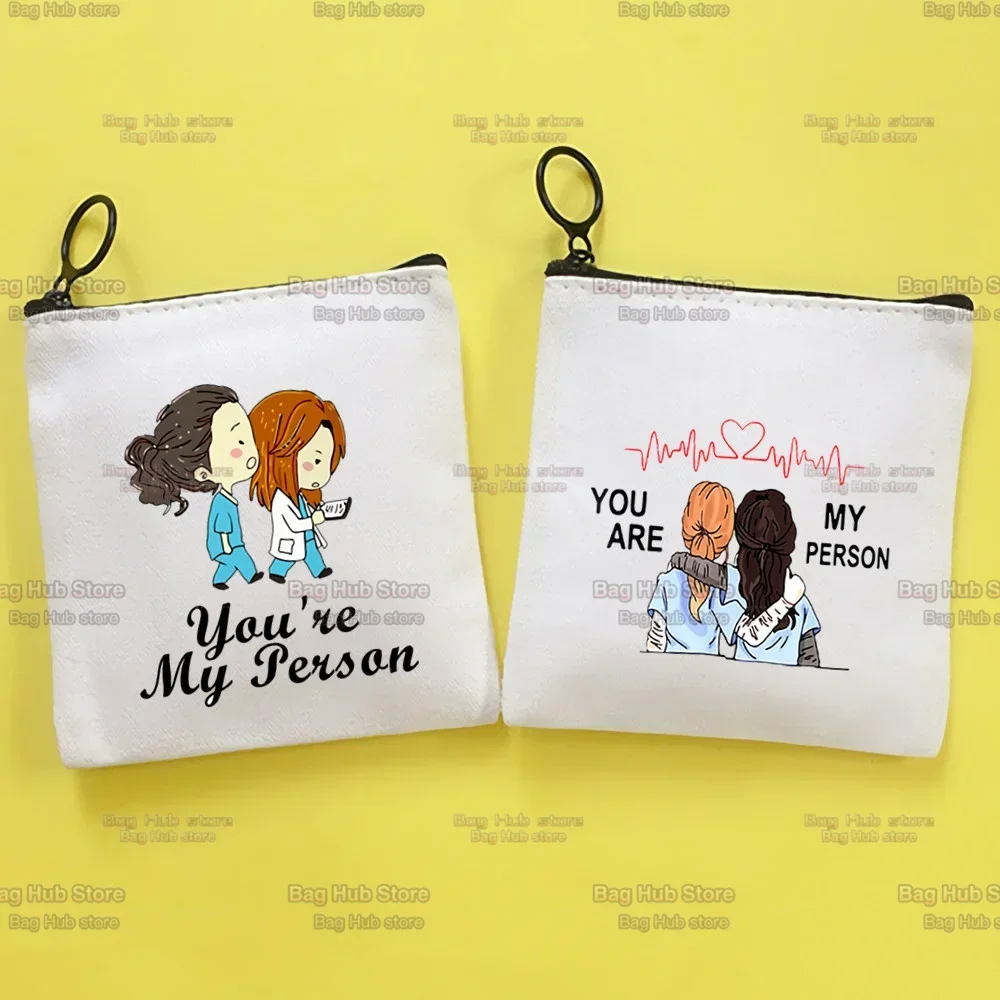 

Greys Anatomy You're My Person 90s Nurse Doctor Cute Girl Coin Purse Key Card Bag Lipstick Cosmetic Mini Storage Bag