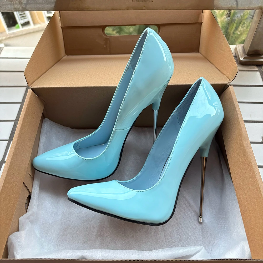 2025 Newly 16cm Extreme High Heels Pole Dancing Sky Blue Performance Stilettos Pumps CD Cross Dresser SM Customize Fetish Shoes