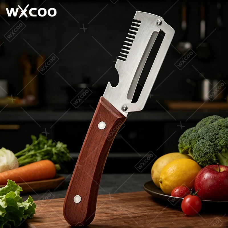 WXCOO Kitchen-Specific Peeler Stainless Steel MultiFunction Vegetable Peeler for Cut Onions Fruit Melon Sugarcane Scraping Tools