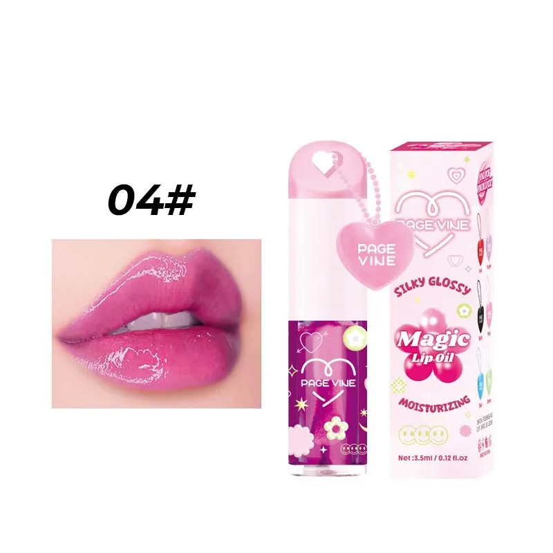 PAGE VINE-aceite de labios mágico, agua que cambia cálida, colgante de amor brillante, hidratante, fácil coloración, cambio de manchas de labios, maquillaje de labios Pouty