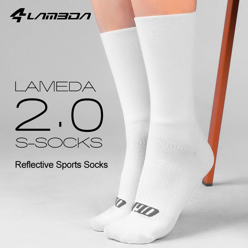 LAMEDA  Cycling Socks Integral Moulding High-tech Bike Socks Compression Bicycle Outdoor Running Anti Slip Seamless Sport Socks