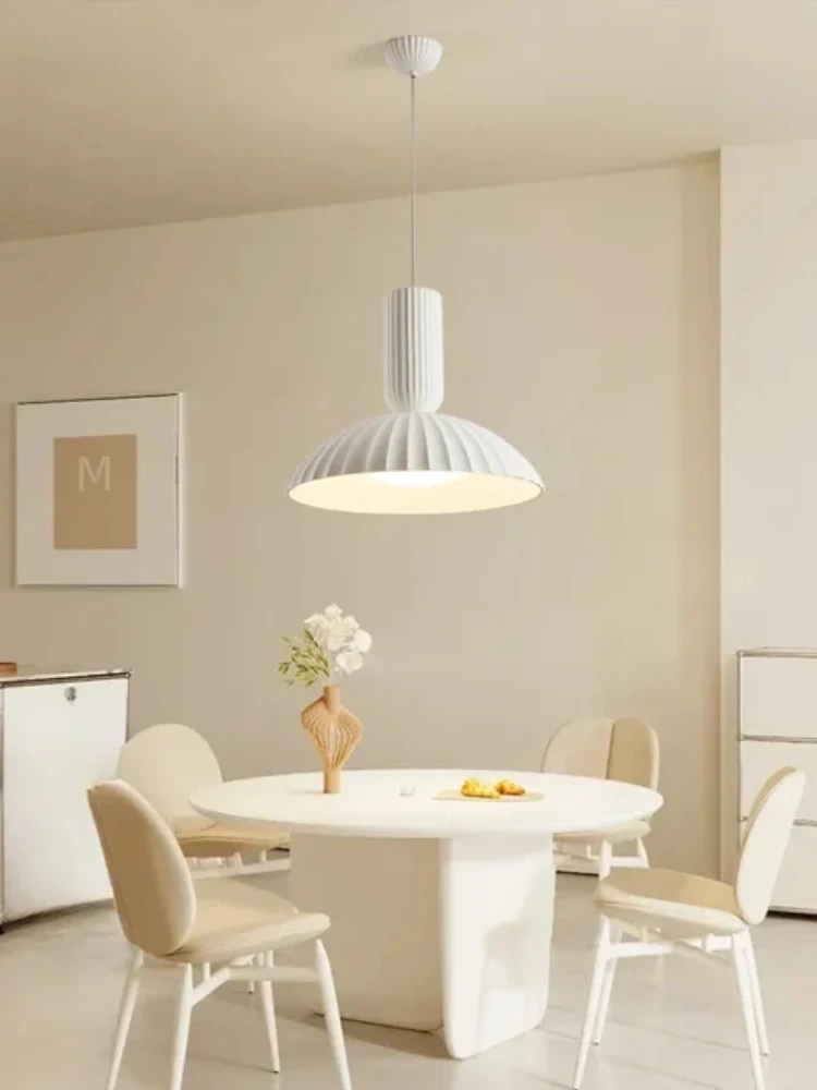 

French Gypsum Pendant Light Nordic Designer Restaurant Chandelier Kitchen Island Bedroom Modern White Pendant lamp