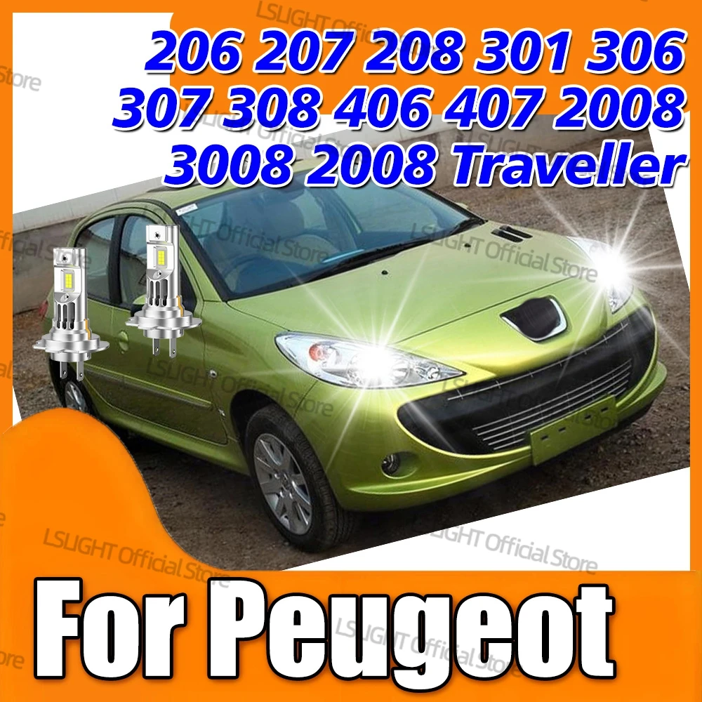 2x Car Headlight Bulbs LED H7 30000LM Super Brightness For Peugeot 206 207 208 301 306 307 308 406 407 2008 3008 2008 Traveller