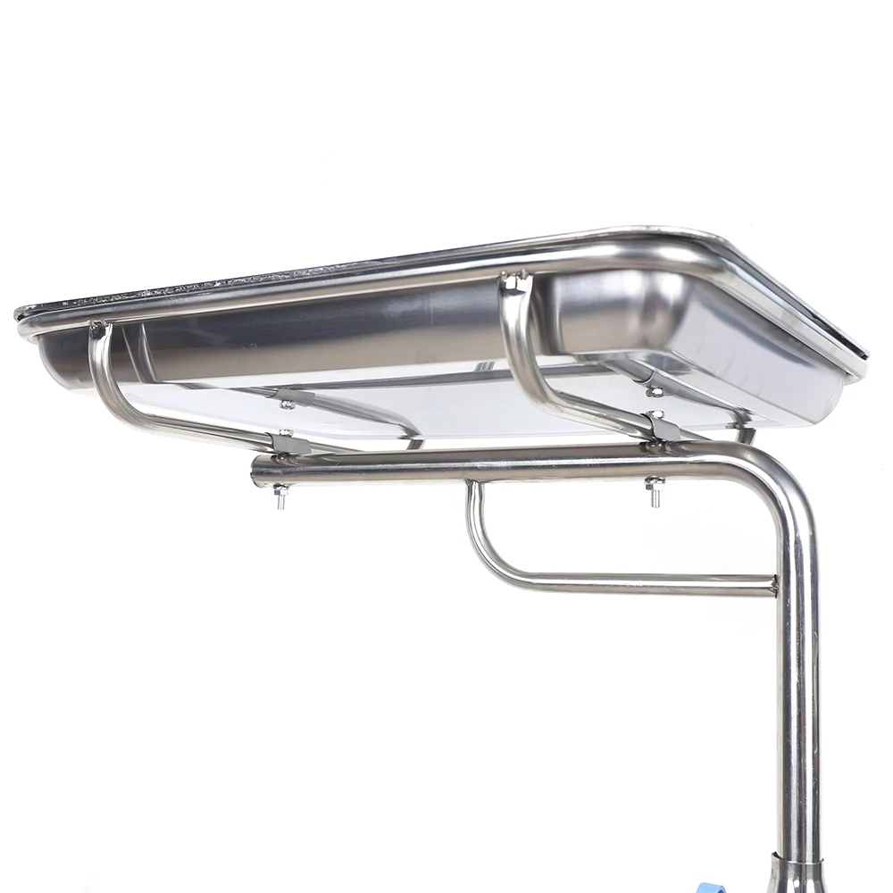 Adjustable tainless Steel Tray Mobile Medical Hine Rolling Cart Rack Single Pole Trolley For Beauty Salons