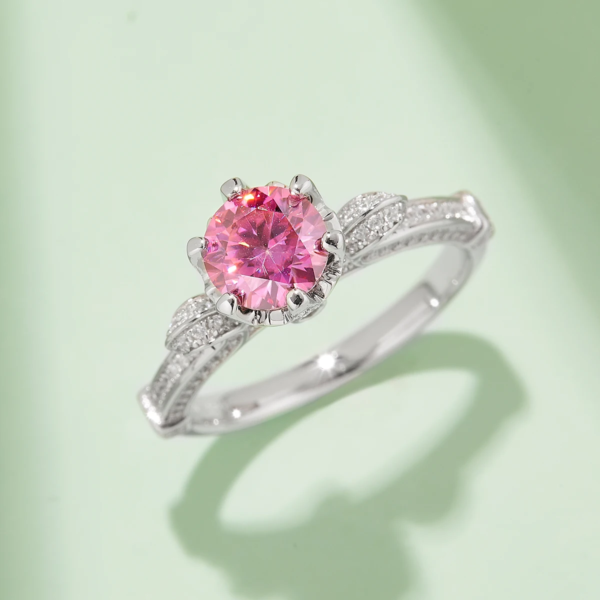 تصميم الأزياء 1 CT مويسانيتي خاتم الخطوبة ثلاثة ألوان للنساء خواتم الزفاف والمجوهرات