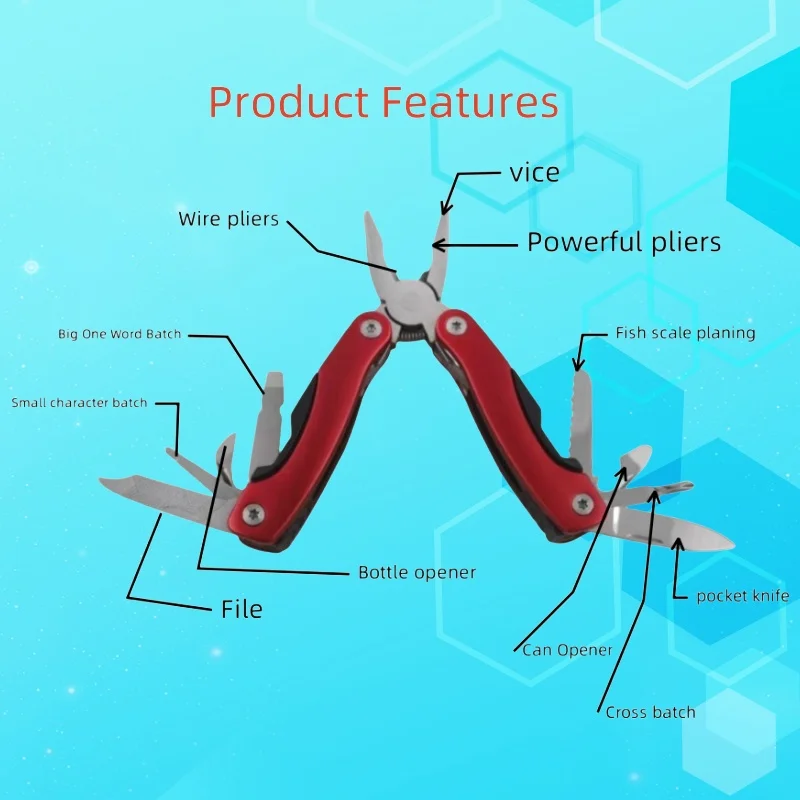 Wielofunkcyjne mini szczypce ze stali nierdzewnej Składana torba na trzęsienie ziemi Nóż kieszonkowy 10-funkcyjny