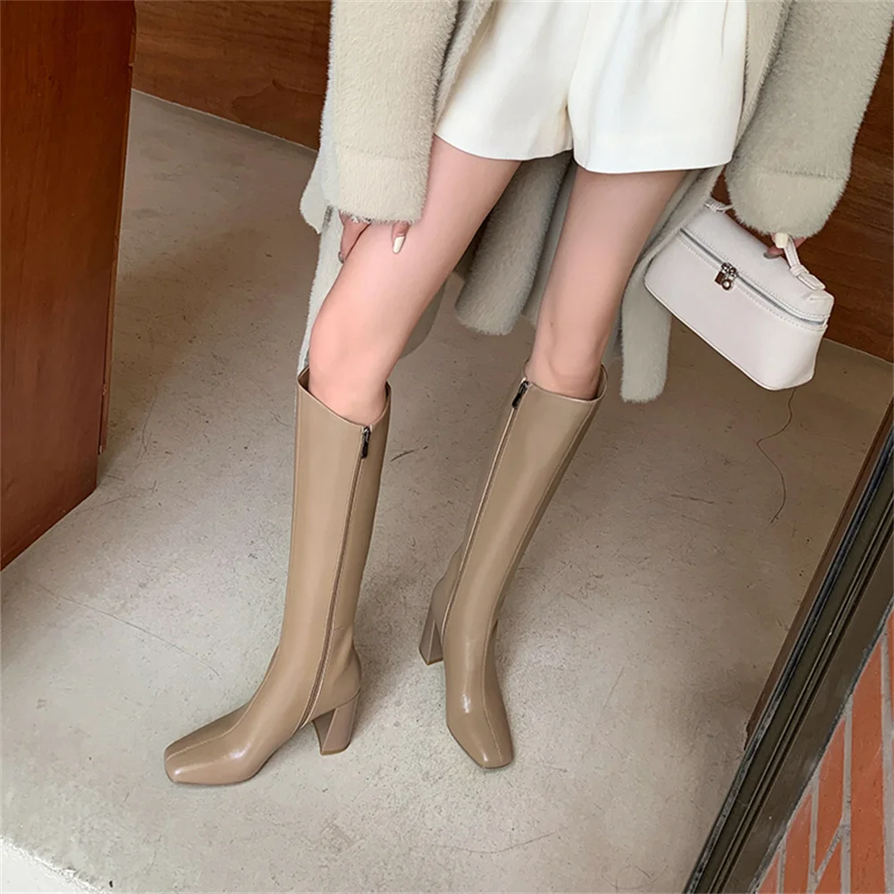 FEDONAS New Slim Long Women Genuine Leather Knee High Boots Side Zipper Warm Autumn Winter Fashion Knight Boots Women Long Shoes