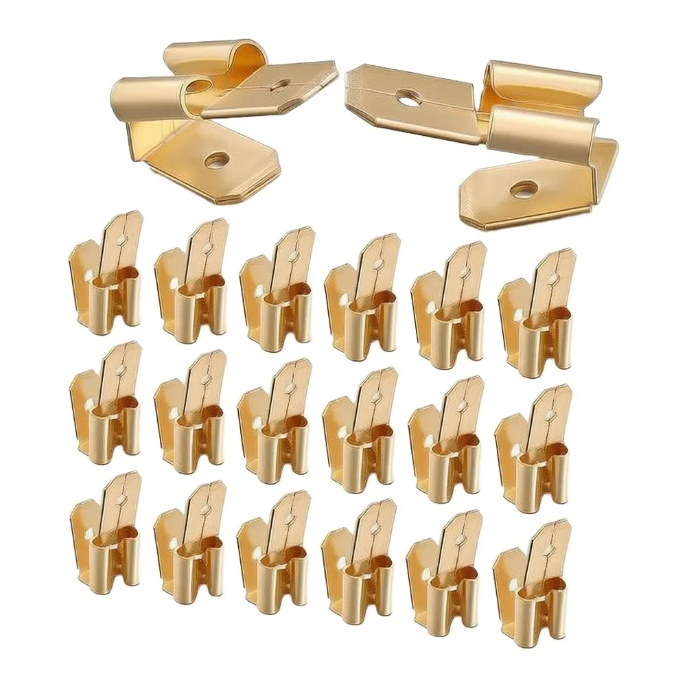 6.35mm Double Ended Insert Terminals 100pcs Tin Plated Copper for Solderless Crimping on Copper Cables Up to 6.35mm
