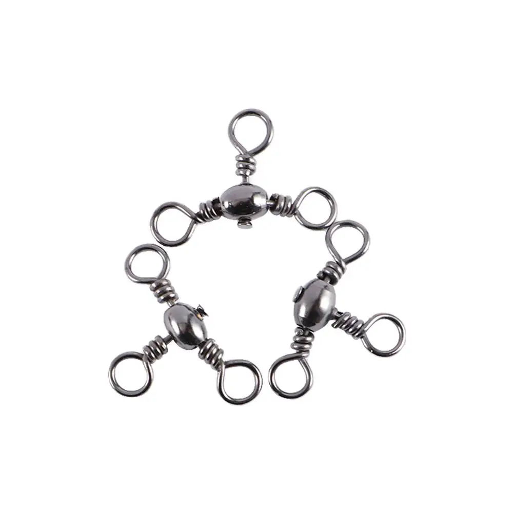 50pcs 3 Way Splitter Fishing Swivel Fishing Line Connector Rolling Solid Ring Swivel Ring