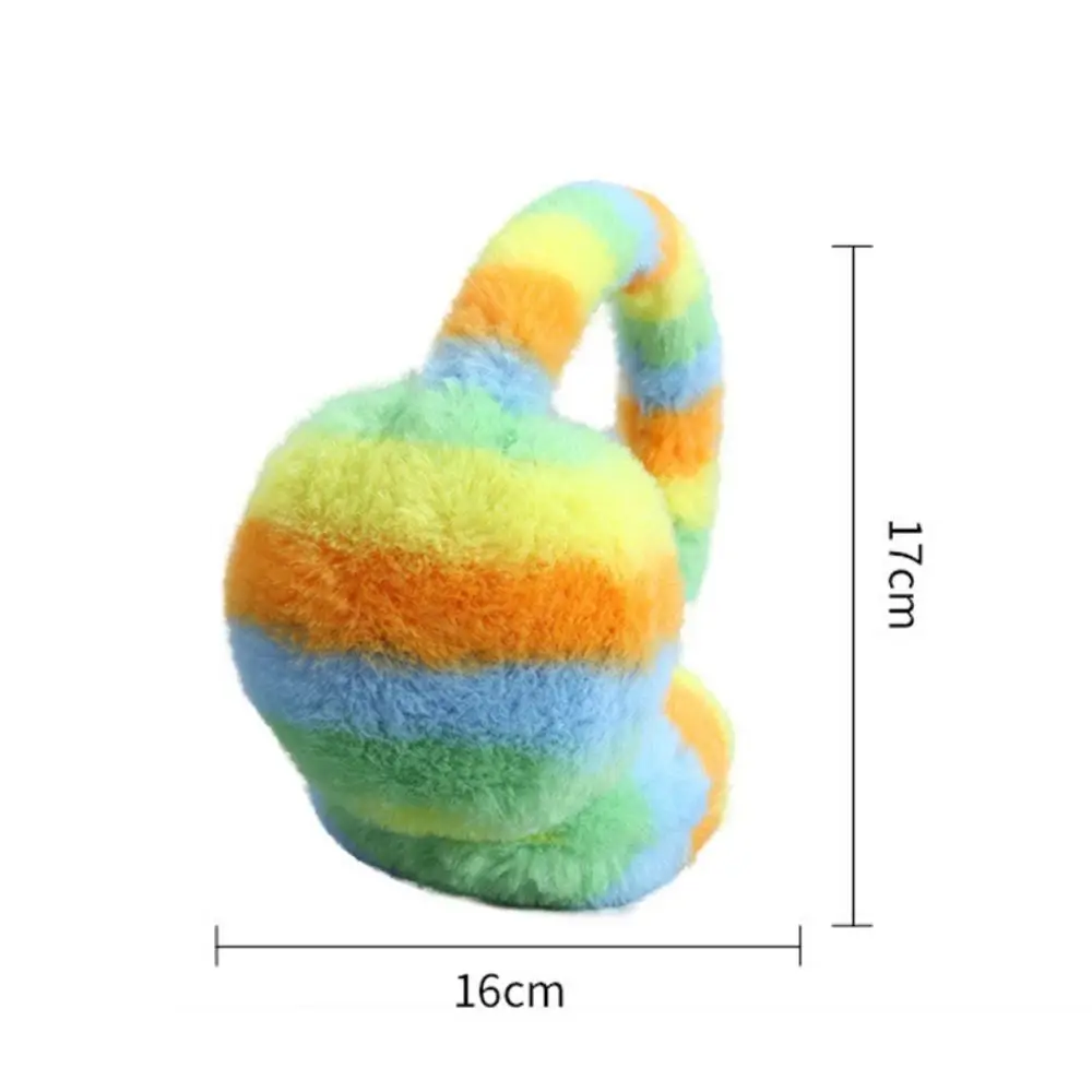 Winter Warm Soft Earmuffs Thickened Rainbow Color Fluffy Earflaps Antifreeze Ear Protection Ear Warmer For Women Men Outdoor