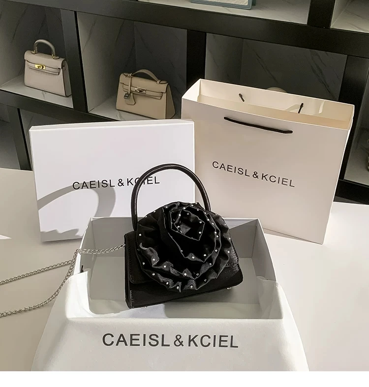 

Luxury Fashion Satin Floral Women Handbag High Quality Exquisite Evening Bag Wedding Party Banquet Clutch Purse Shoulder Bag