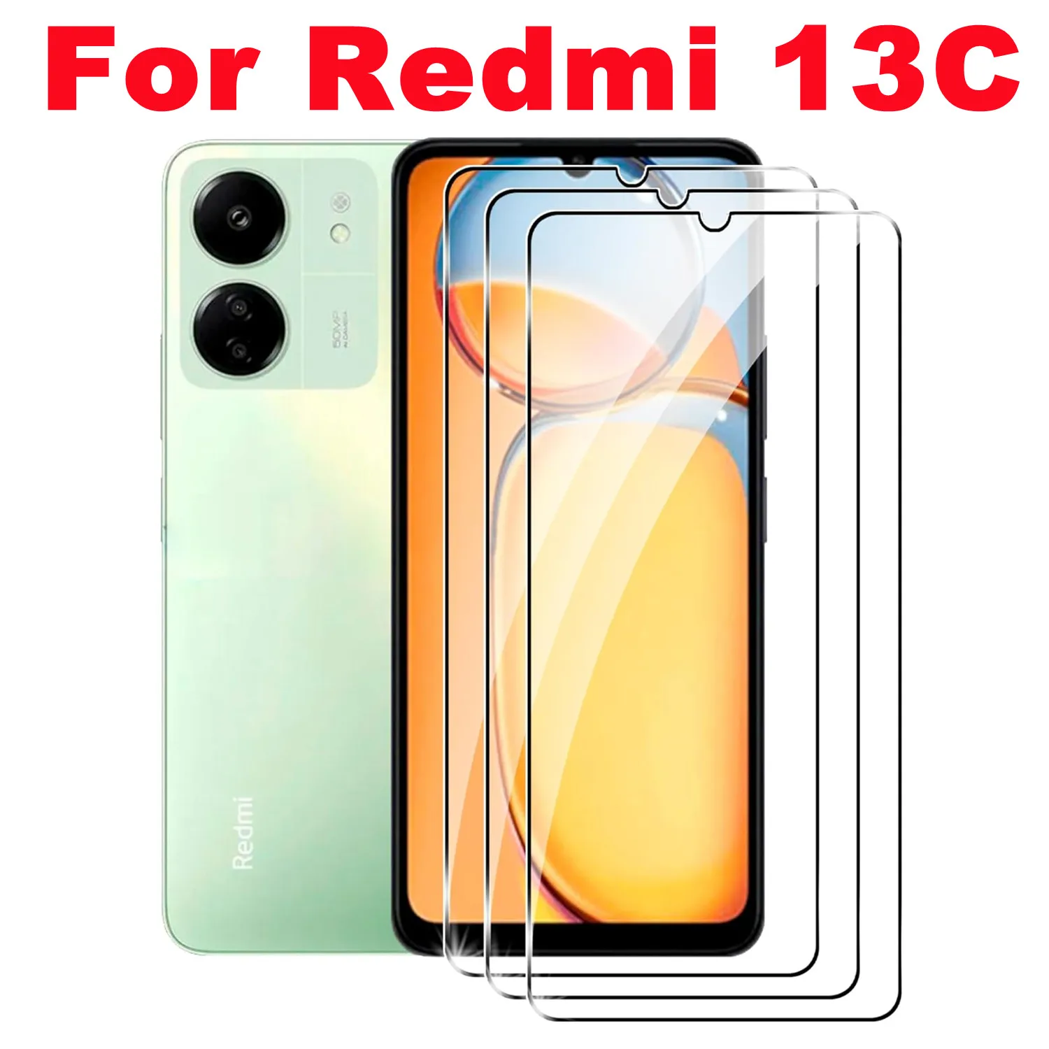 

For Xiaomi Redmi 13C,Tempered Glass, HD Screen Protector 2/4Pcs 9H