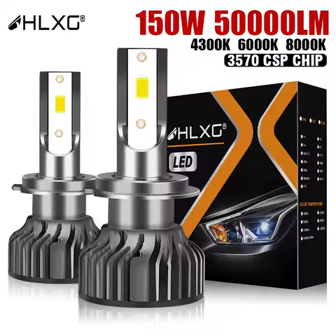 HLXG H7 LED canbus HB3 HB4 H1 H8 H11 H4 9005 9006 HIR2 Mini Car Led Lights Auto Headlamp CSP chips Car Headlight 150W 6000K