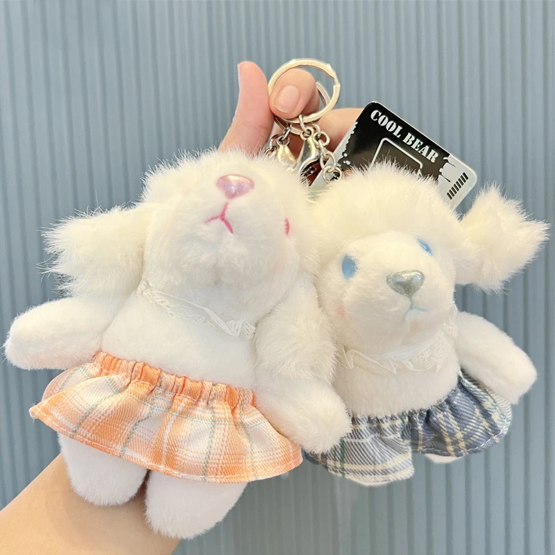 Cartoon Cute Sheep Ins Plush Keychain Charm Creative Apron Plush Doll Fashion Backpack Charm Exquisite Girl Birthday Gift