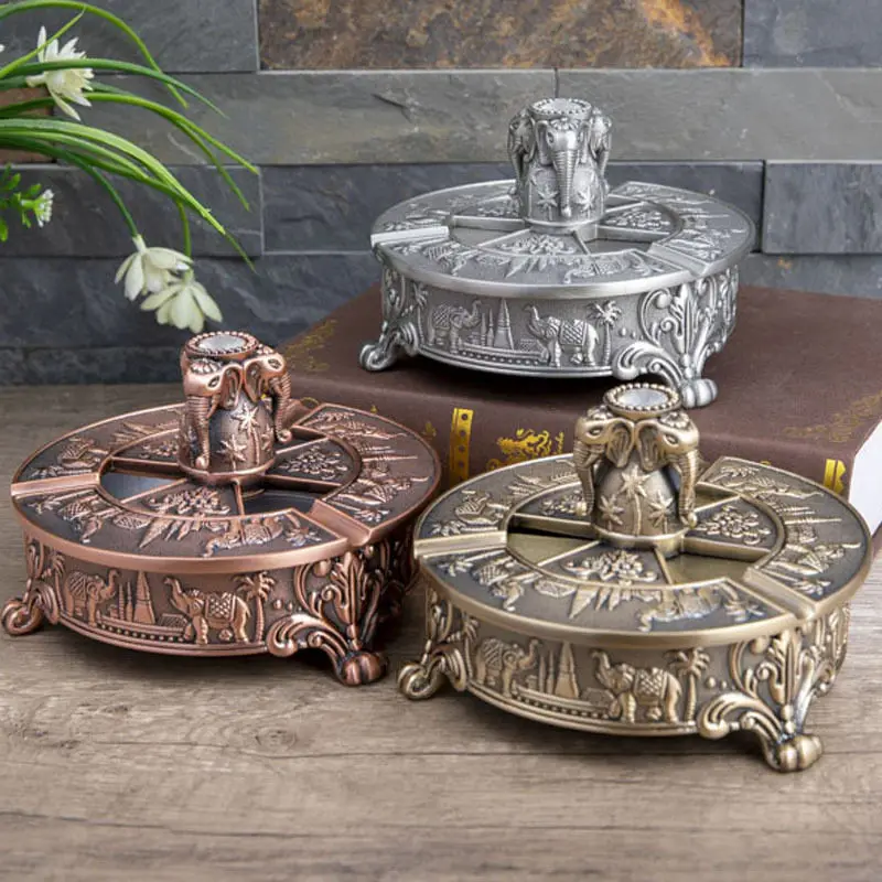 New Metal Handicrafts Home Coffee Table Ashtray Creative European Retro Elephant Ashtray High-end Gift