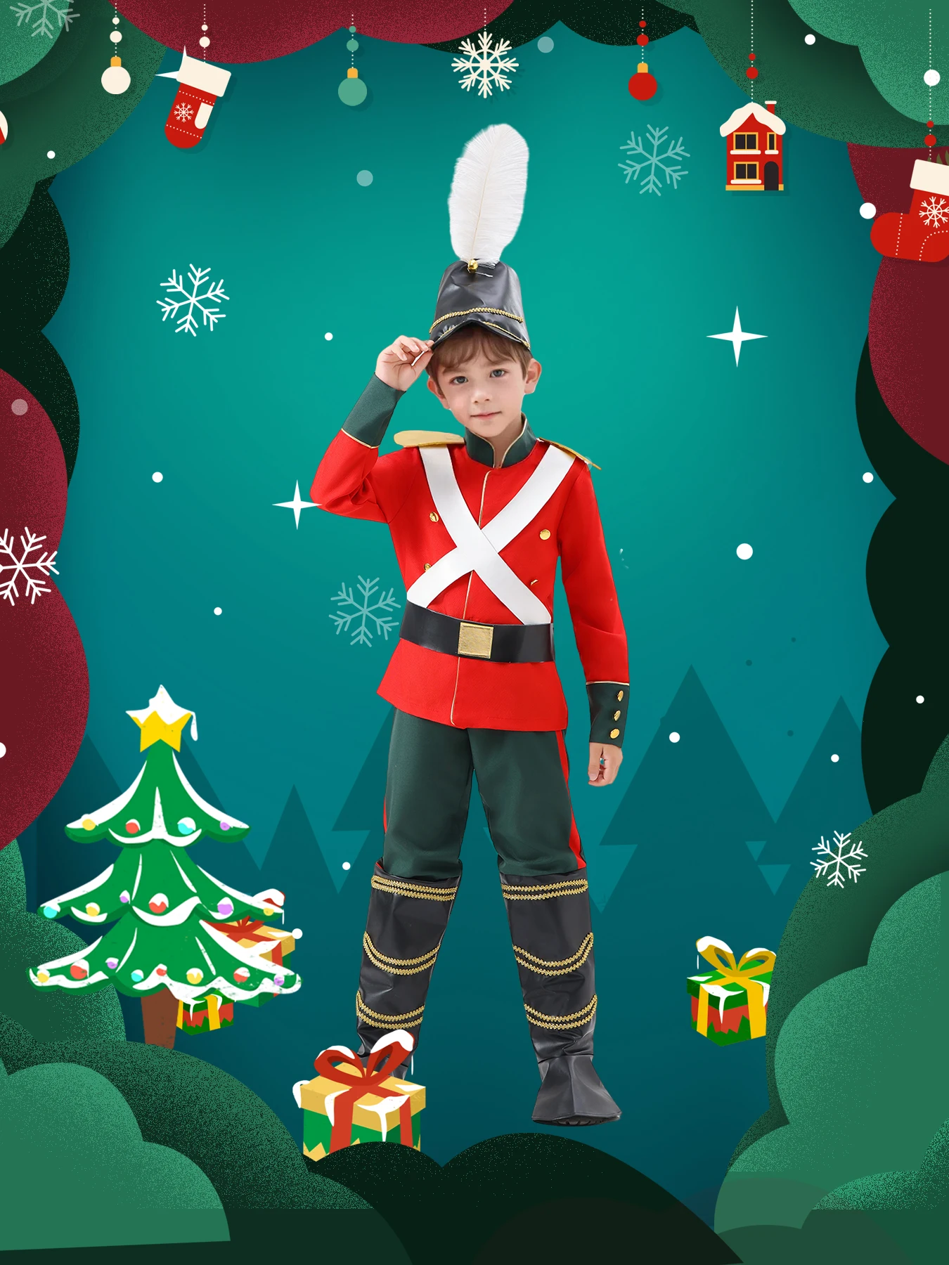 Boys Storybook Character Toy Soldier Cosplay Dress-up For Kids Christmas Party Costume