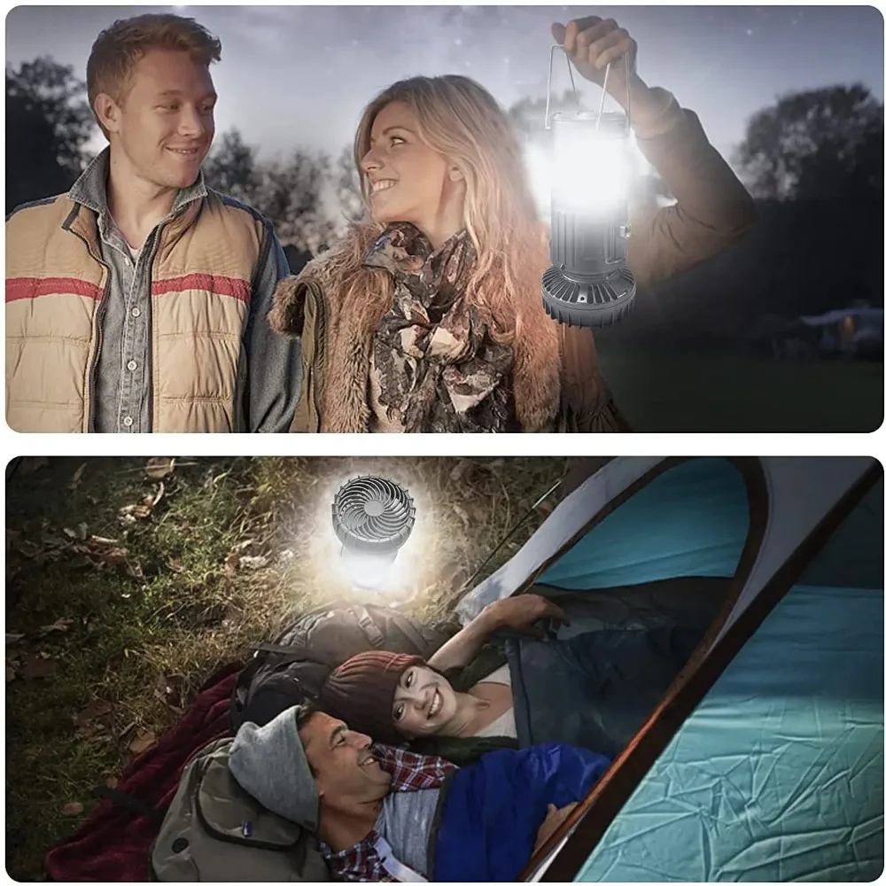 Multifunctional Dual-purpose Camping Lamp Tent Lamp With Fan Portable Foldable Strong Light Hand-held Lamp