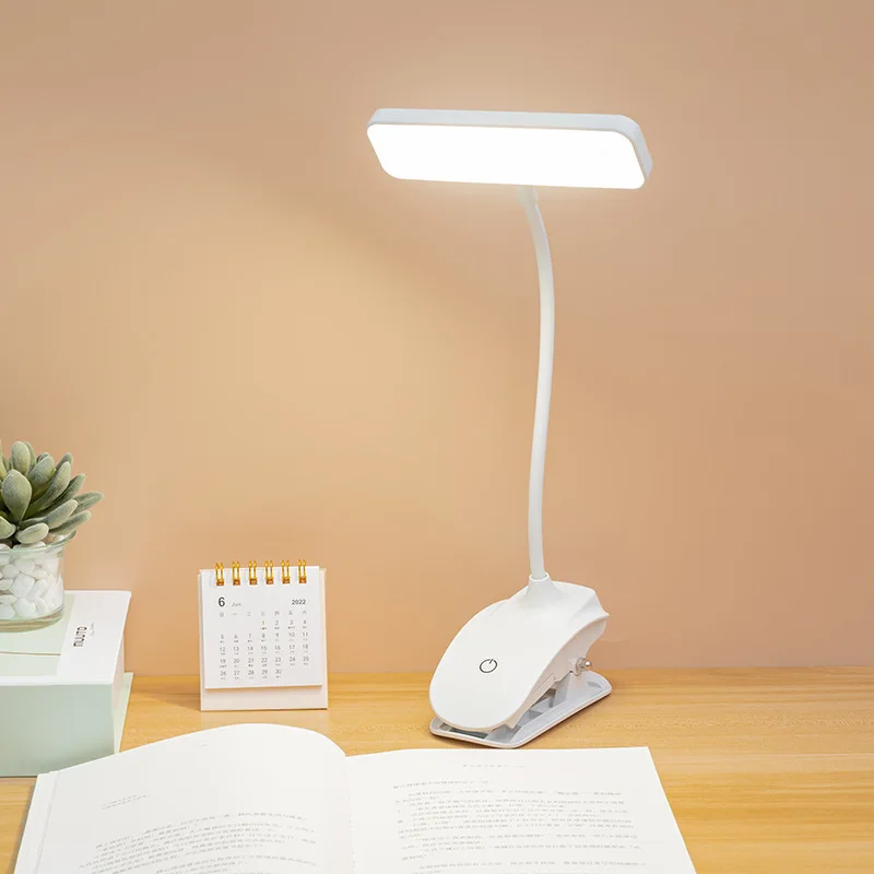 360° Flexible Study Table Lamp with Clip USB Rechargeable Desk Lamp Bedside Night Light for Bedroom Study Reading Office Work