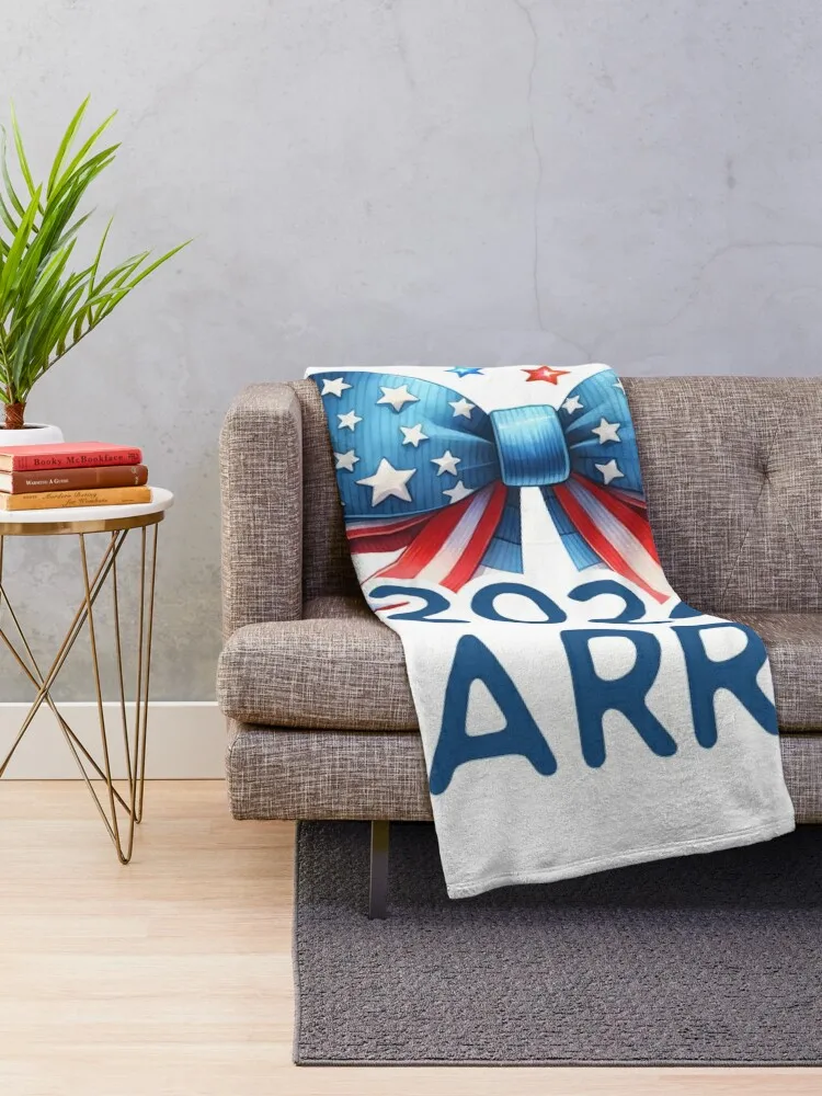 Kamala Harris 2024 Coquette Bow Patriotic Throw Blanket Single for winter Sofa Quilt Blankets