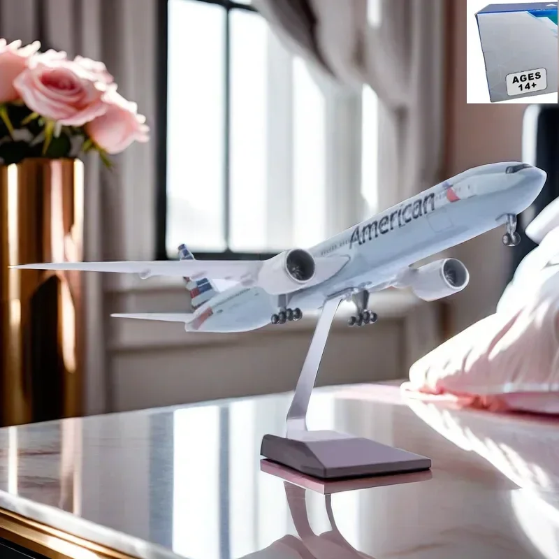 

47CM 1/157 Scale 777 B777 Aircraft American Air Airlines Model W Light and Wheel Landing Gear Diecast Plastic Resin Plane