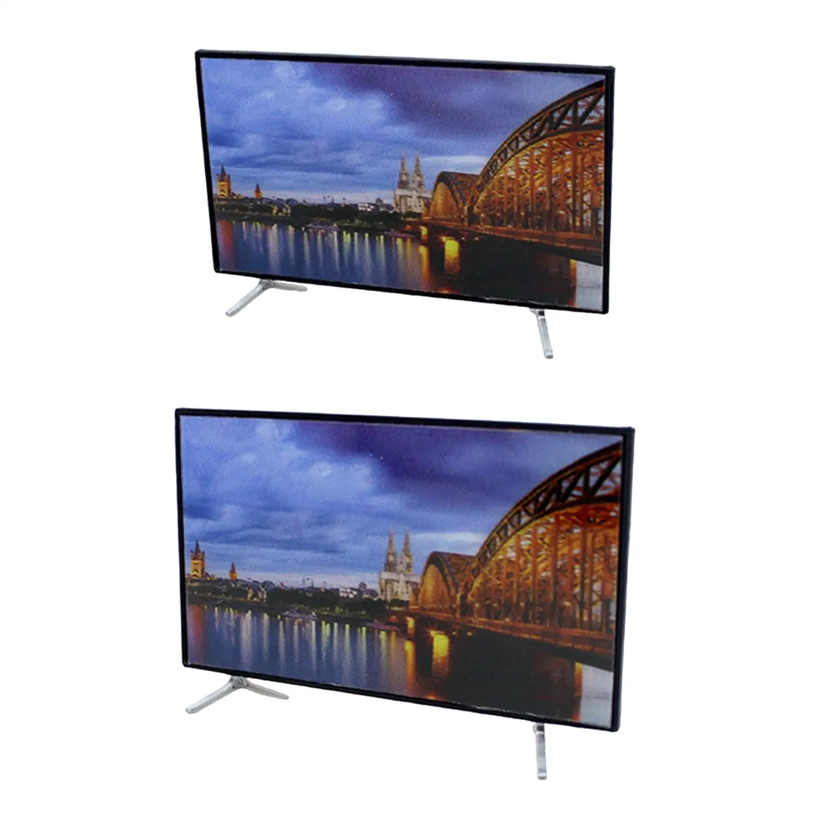 Televisi Rumah Boneka 1/12 dengan Tampilan Layar Gambar TV Mini Dekorasi Berdiri