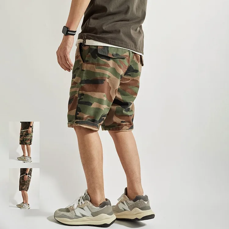 

Summer Camouflage Men's Shorts Trendy Khaki American Casual Floral Pattern Slim Fit Five-Point Pants Loose Workwear Trousers