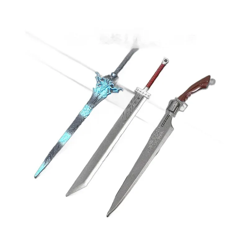ดาบจำลองงานฝีมือโลหะจากเกมแฟนตาซีญี่ปุ่น ขนาด 15/20 ซม. ของสะสมตกแต่งโต๊ะทำงาน ของขวัญสุดสร้างสรรค์สำหรับเพื่อน ของเล่น