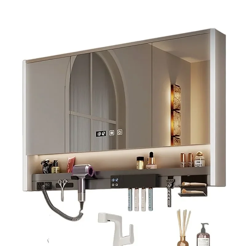 Cream Smart Bathroom Vanity with Ceramic Integrated Basin Modern Washstand Combo for Home Bath Space