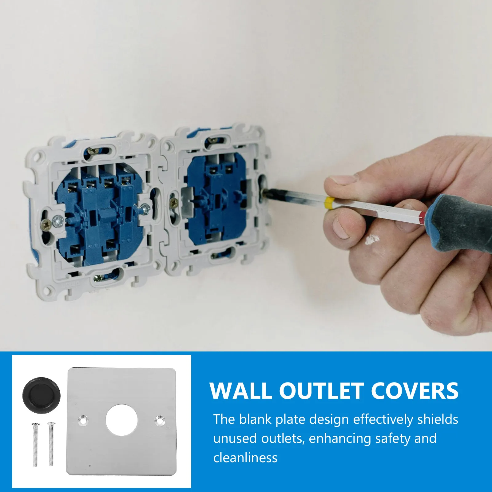 1Set Premium Metal Blank Wall Plate for Electrical Outlets Sleek Ceiling Mount Compatible Outlet Cover Plate Modern Decorative