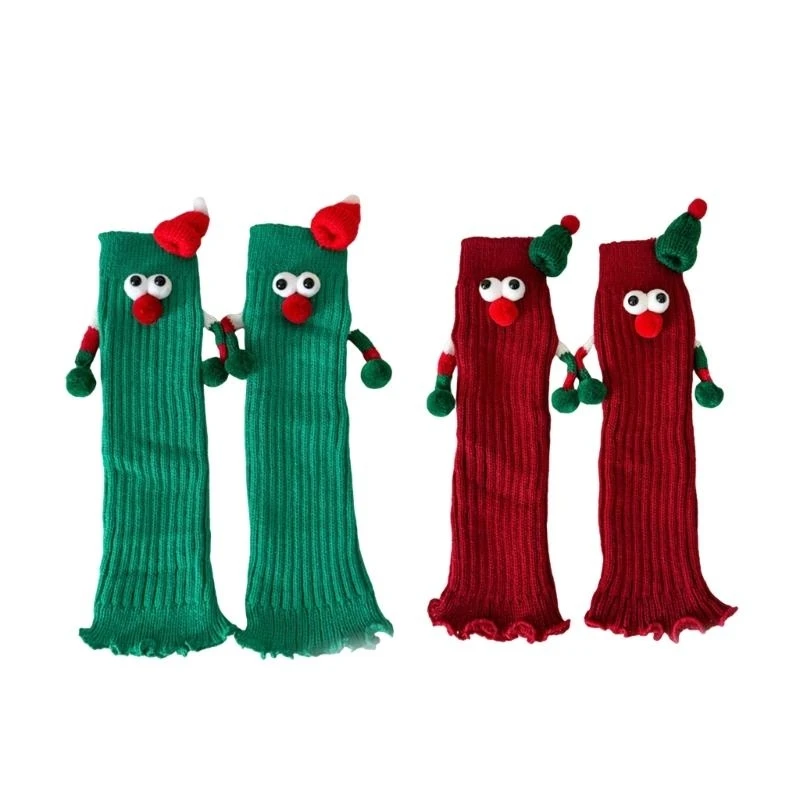 

Women Novelty Cartoon Big Eyes Christmas Leg Warmers Funny Hand Boot Toppers Cuffs Socks for Holiday Party Gift 15UB