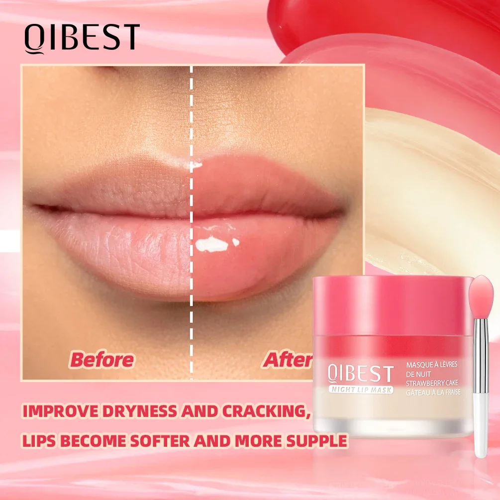 QIBEST Lip Sleeping Mask Soften Cracking Lip Dead Skin Remover Dry Lips Treatment Exfoliant For Lips Nourish Jelly Lip Mask 22g