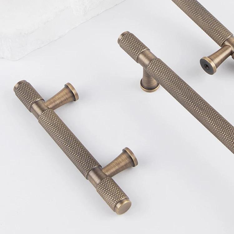 Solid brass European style light luxury knurling diamond handle kitchen cabinet antique brass 500mm handle