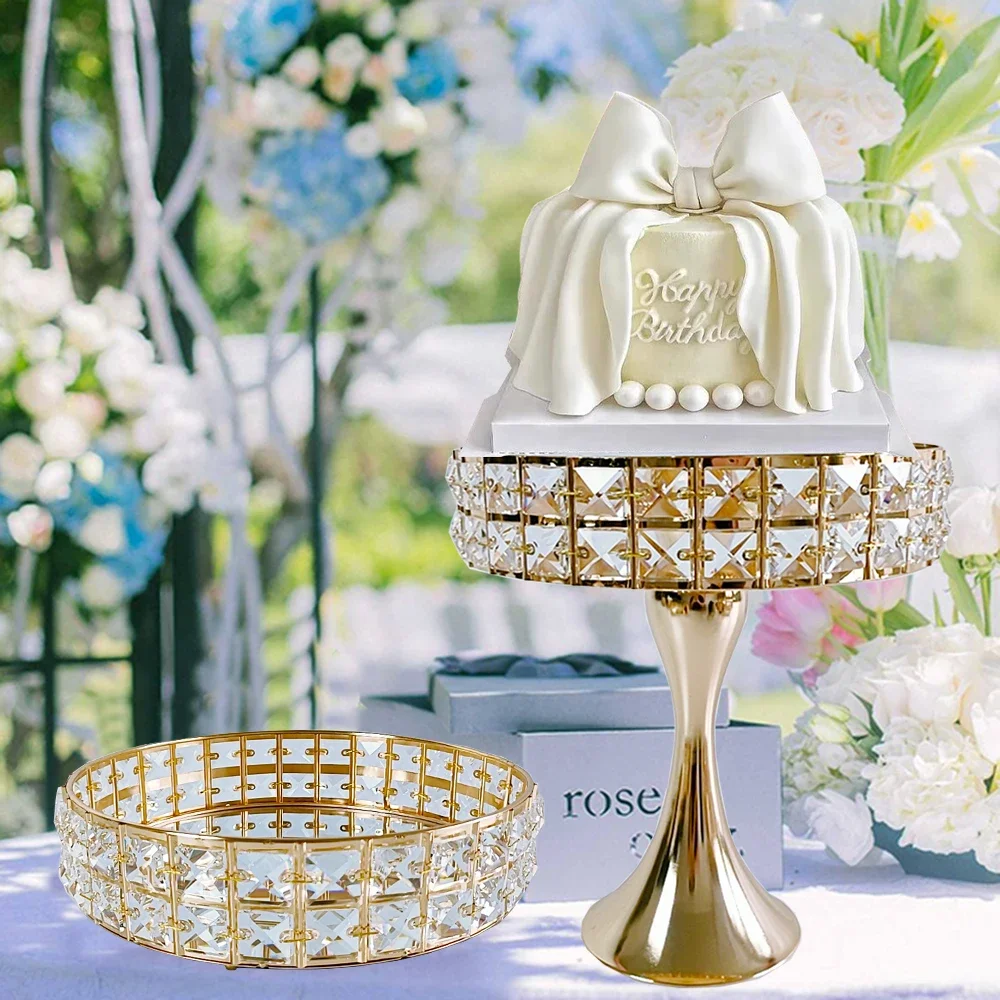 

1pcs Cake stand Metal Round Cupcake Dessert Stand Cake Display Holder with Crystal Cookies Fruit Serving Tray Decor for Wedding