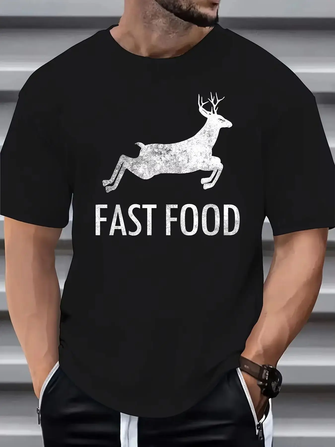 تي شيرت رجالي صيفي 100% من القطن الخالص عصري فضفاض كولومبي معماري مطبوع برقبة دائرية وأكمام قصيرة