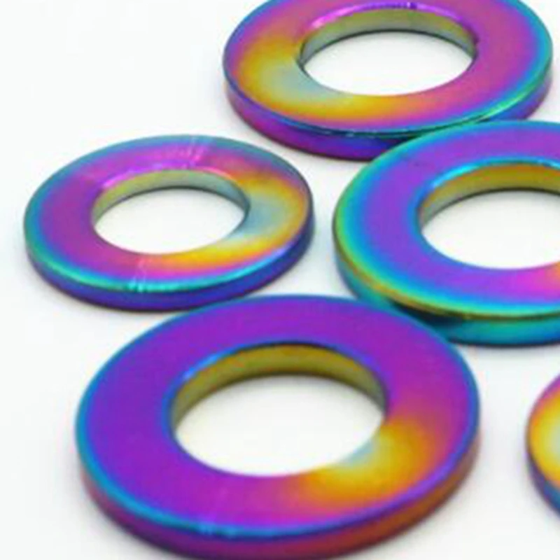 6Pcs M5 Gasket Titanium Washer For Motorcycle Bicycle Titanium Colorful Titanium Fastener