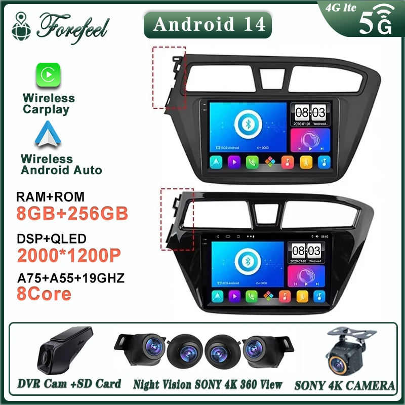 

Android 14 For Hyundai i20 2 II GB 2014 - 2018 Monitor Screen TV Multimedia Autoradio Navigation Stereo Radio GPS Video Player