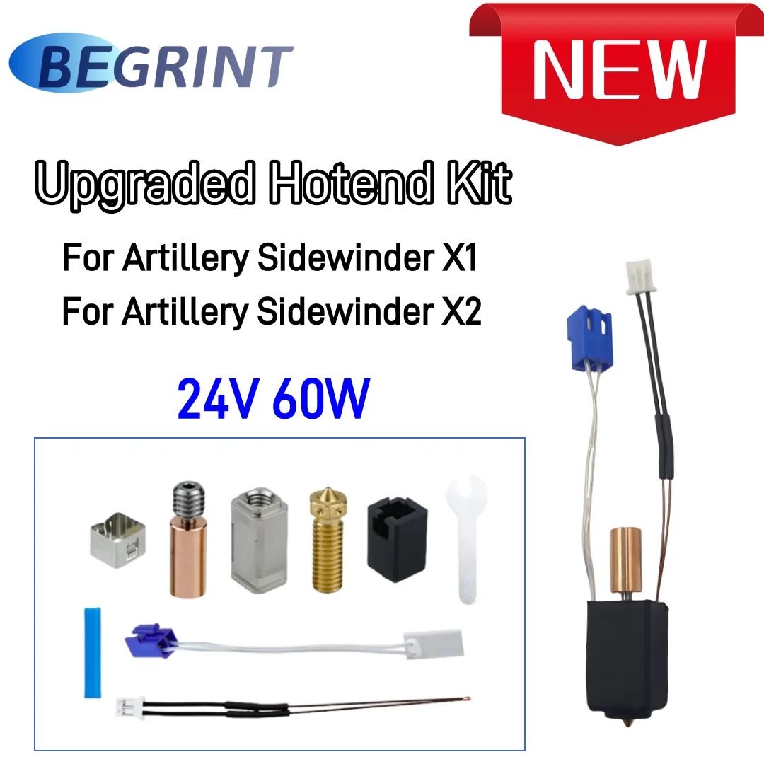 Image of Für Artillery Sidewinder X2 Hotend Upgrade, Sidewinder X1 Hotend Kit, 24V 64W Heizrohr, Thermistor, Düse, 3D-Druckerteile