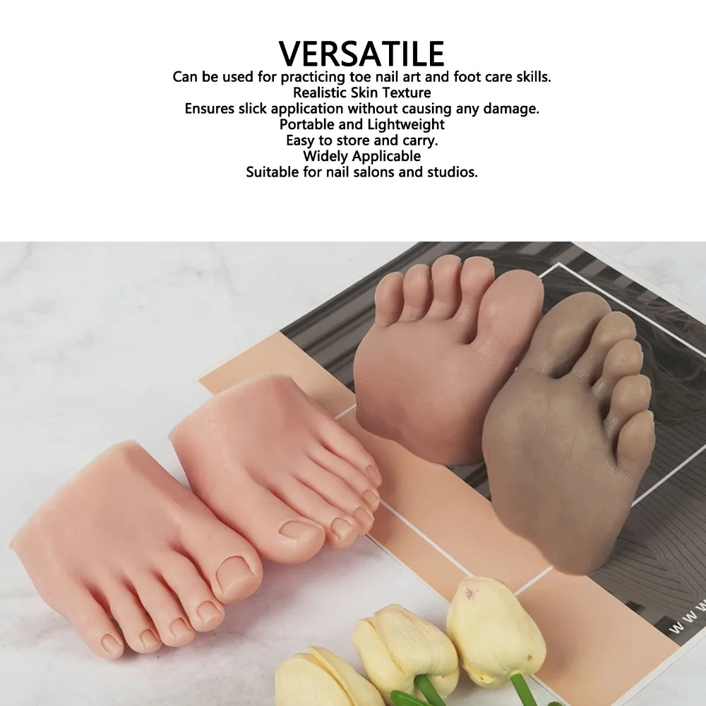 Soft Silicone Silicone Practice Foot Dark Skin Left/Right Nail Art Training Foot Prosthetic Tool Half Foot Mannequin