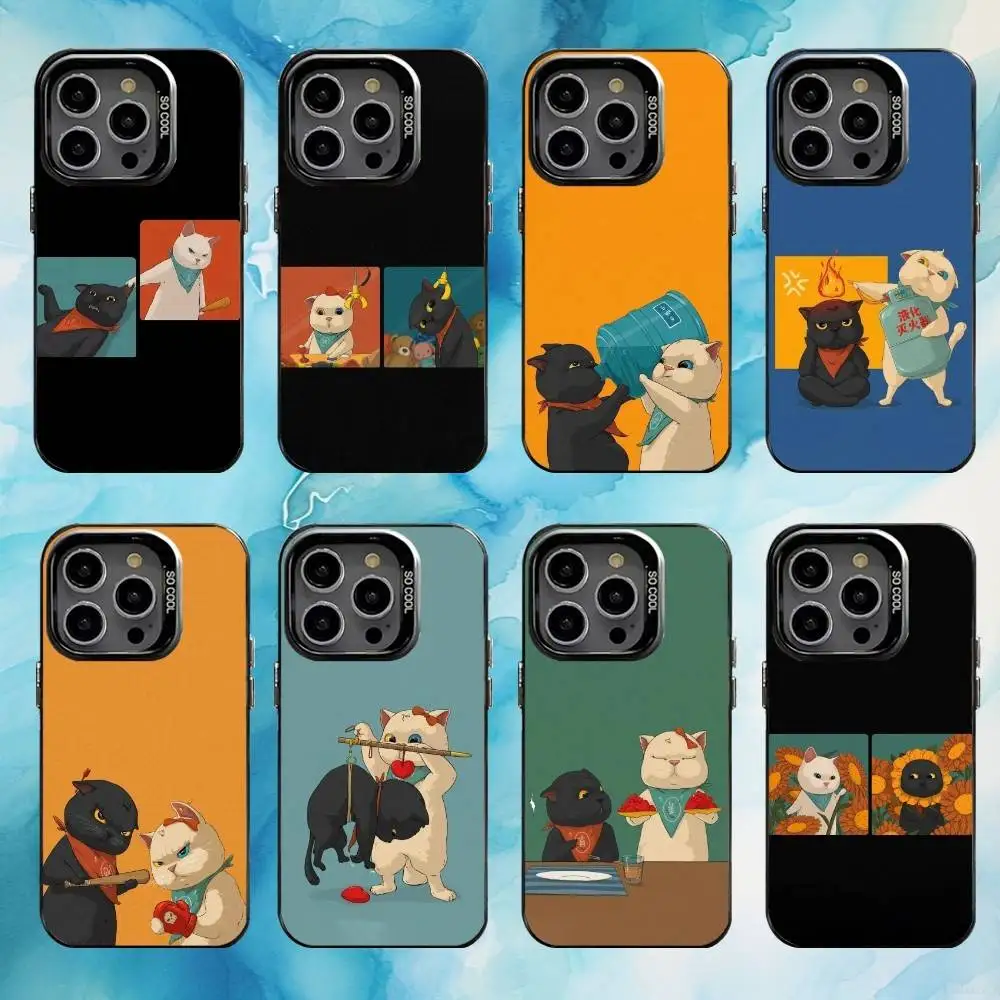 

Interesting Cat Theater Phone Case For iPhone17,16,15,14,13,12,11 Plus,Pro Max Black Candy silver phone case