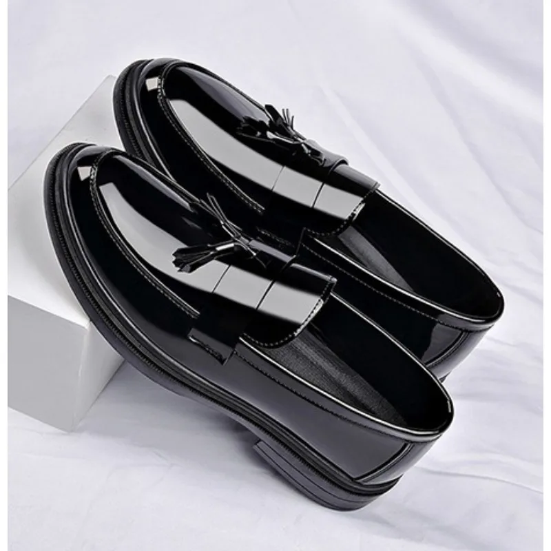 Men's Tassels High Gloss Patent Penny Loafers Fashion Formal Business Casual Oxford Slip on Dress Shoes Shoe for Men，39-44 - view 6