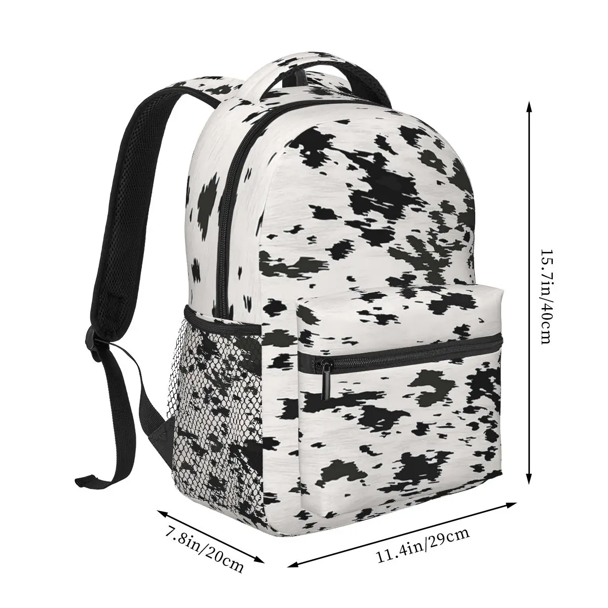 Cow Hide Black And White Backpack Student Boys Girls BookBag Kids School Bag Laptop Shoulder Bags for Men Women