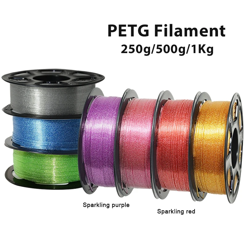

Нить для 3D-принтера 1,75 мм PETG Flash Red 250 г 500 г 1 кг сверкающая роза красная petg флимент для 3D-печати Flash прозрачный зеленый