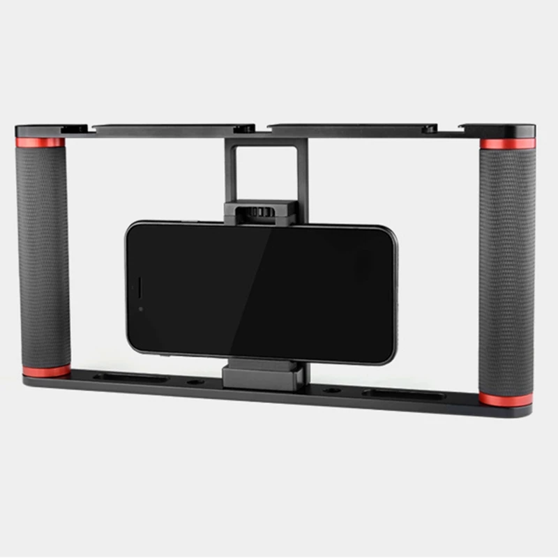สมาร์ทโฟนวิดีโอ Rig Cage Mount Holder Handle Grip สําหรับโทรศัพท์มือถือ Filmmaking Videomaker