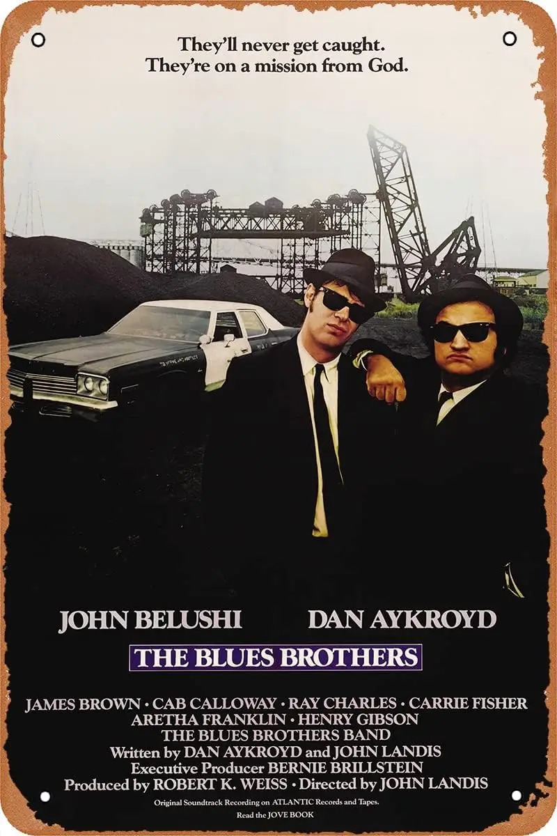 The Blues Brothers Filmplakat, Retro-Blechschild im Look, Metallschild für Bar, Büro, Zuhause, Wanddekoration, Geschenk