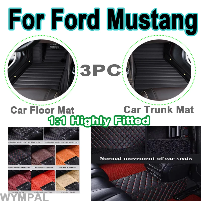 

Luxury Car floor mats for Ford Mustang 2015-2022 Custom foot Pads automobile carpet cover interior accessories full coverage mat